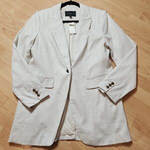 NWT Banana Republic Linen Blend Long And Lean Blazer Beige Oatmeal Size 10
